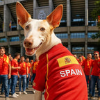 Parisian Pet Spain Dog Jersey - Breathable Mesh Puppy Football Jersey - Lightweight Stretch Sporty Dog Clothes - Summer Shirts for Medium Dogs - Soccer Jersey for Dogs - Sportswear Pet Clothes