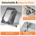 Stainless Steel Litter Box with High Sides, XL | High Sided Cat Litter Pan, Open Top Extra Large Metal Cat Litter Box, Non-Stick, Odor Free, Leakproof, Scoop Included, Gray