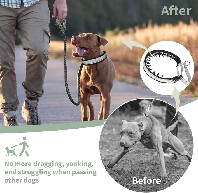 Mayerzon Martingale No Pull Collar for Medium Large Dogs | Grey, L | Patented Anti Pull Dog Collar with Buckle for Walking Training, Reflective Stitching, Neoprene Padding, Adjustable, Sturdy