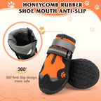 Dog Shoes for Large Dogs, 360°Anti Slip Medium Dog Boots & Paw Protectors Winter Snowy, Waterproof 4Pcs Dog Booties with Reflective Strips (Size 6: 2.56''x3.07''(W*L), Orange)