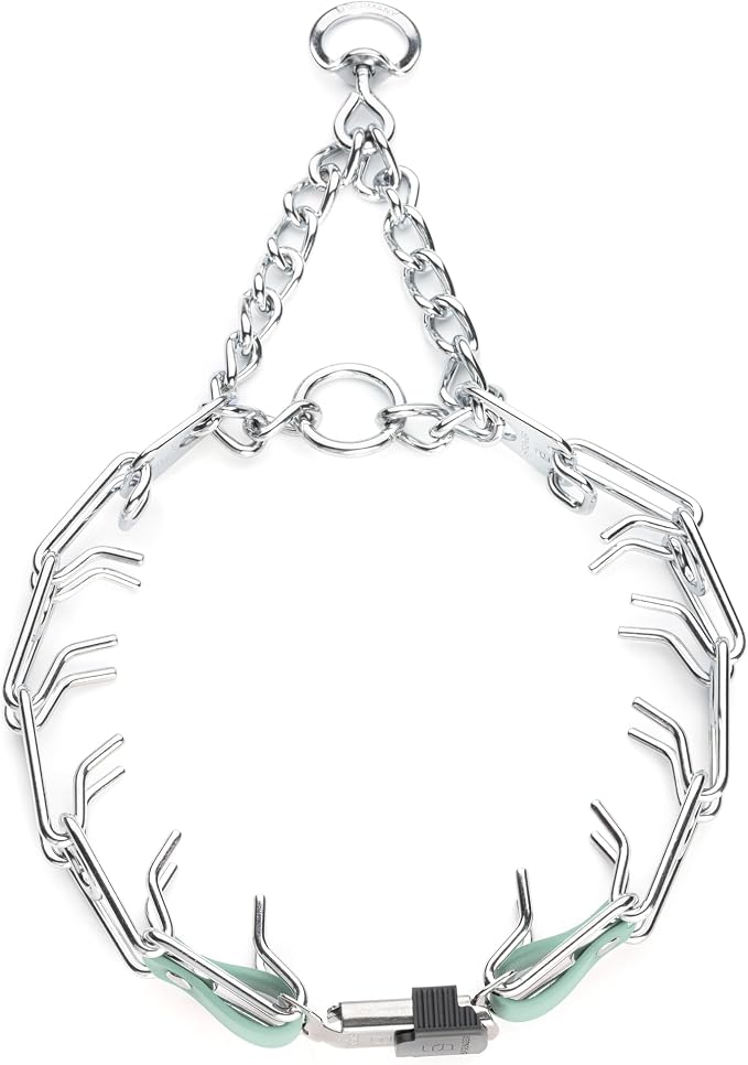 Herm Sprenger Chrome Plated Steel Dog Collar with Quick Release ClicLock Buckle and Biothane Insert Training Collar for Dogs Made in Germany (Sage Green, 25in x 4.0mm(Neck Size up to21-22in))