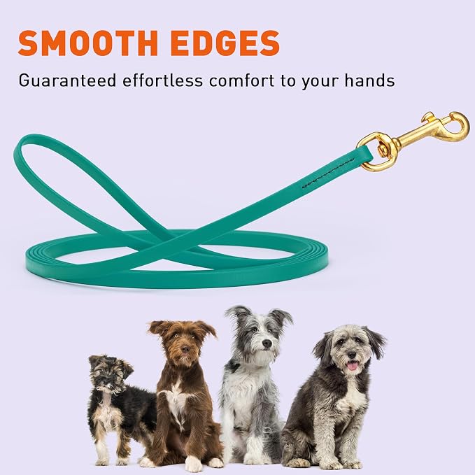 Viper Biothane K9 Working Dog Leash Waterproof Lead for Tracking Training Schutzhund Odor-Proof Long Line with Solid Brass Snap for Puppy Medium and Large Dogs, 33ft Blue Aqua