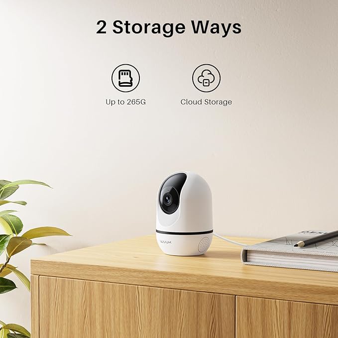 WUUK 4MP Indoor Pan/Tilt Wired Security Camera, Baby Monitor Pet Camera | Smart Motion Detection & Tracking, 360-Degree, 2-Way Audio, Night Vision, No Subscription, Compatible with Alexa & Google
