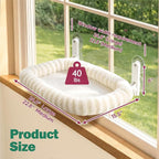 Zakkart Mellow Foldable Cat Window Perch, Upgraded Suction Cups (Beige, L) | Curtain-Friendly, Dual-Fabric Striped Machine Washable Bed, Heavy Duty ABS & Metal Frame, Hold up to 40 lbs., 24.8"W x 15.5"D