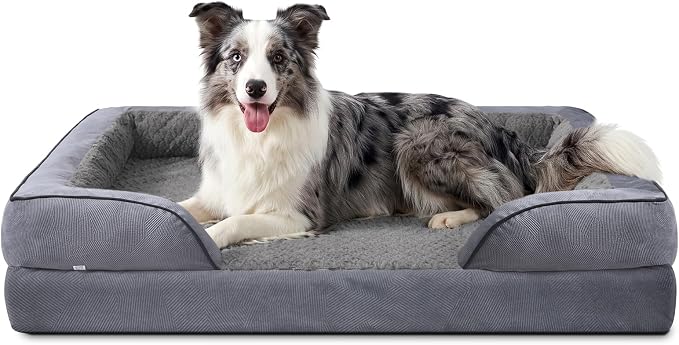 INVENHO L Plus Orthopedic Dog Bed for Large Dogs, Washable Dog Sofa with Egg-Crate Foam, Waterproof Lining and Non-Skid Bottom