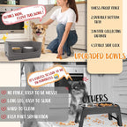 Elevated Dog Bowl Stand Set,Quiet Eating Mess Proof Raised Dog Bowls 2 Stainless Steel Food Bowls,Splash Water Collection Non-Slip Small Cat Feeding Table
