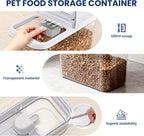 LEAWALK 6 Lbs Airtight Dog Cat Food Storage Container and Dog Treat Containers BPA-Free, PET Clear Stackable Pet Storage Bin, 1-Cup Scoop, 1-Sponge cleaning brush, Pop Top, With handle, Easy Mobility