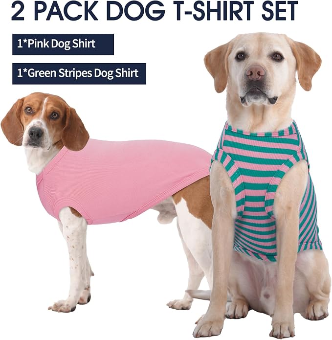 IECOii 2 Pack Dog Surgery Recovery Shirt Sleeveless Lightweight Dog Tshirt | T-Shirts with Stretch Fit,Gentle on Sensitive Skin,Anti-licking for Hot Spots,Shedding Control Tee,For Small to Giant Dogs