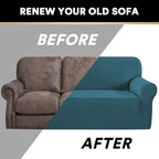Stretch Sofa Cover Slipcover Couch Covers for 3 Cushion Couch Furniture Protector Sofa Covers with Non Slip Elastic Bottom Dogs Pet Friendly Fitted (Sofa, Deep Teal)
