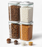 Dog Food Storage Container with 130ml Scoop – 4L/4.2qt Airtight Dog Food Container for Kibble & Treats, BPA-Free Cat Food Storage Container, Stackable Pop Lid Plastic Container with Lid (4.2Qt*4)