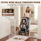 Mumeasy 36-58" Extra Wide Baby Gate for Stairs, 30" Tall Walk Through Dog Gate for Doorways & Hallways, Auto Close Pressure Mounted Safety Gate for Toddlers & Pets, Dual Swing Child Gate Indoor, White