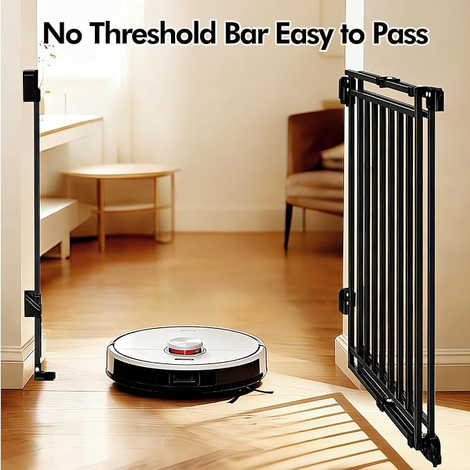 29" Tall Baby & Dog Gate,26-43" W Hardware Mount Gate,Black | Auto-Close design,Two-Way Swing, No Bottom Bar,Must Drill to Install