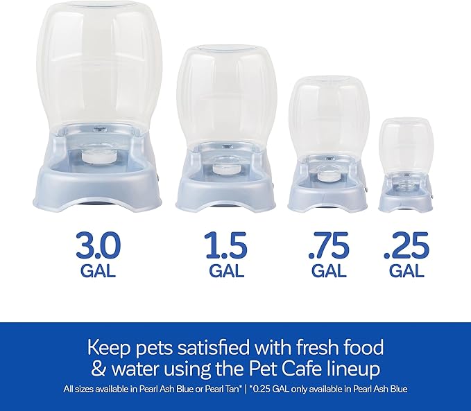Petmate Pet Cafe Cat and Dog Water Dispenser - Water Bowl for Cats and Dogs, USA Made, 3 GAL, Pearl Tan