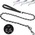 HOMIMP Heavy Duty Dog Leash - Chew Proof 4 FT, Reflective, Metal Training Leash with Soft Padded Handle, Strong Rope for Night Walking, Black