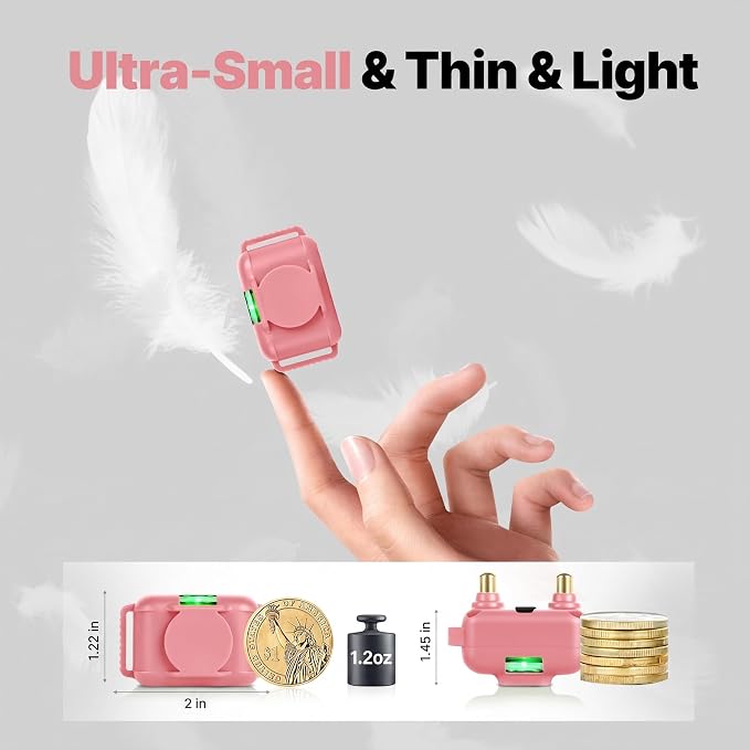 Tiniest Small Dog Shock Collar, Lightest Dog Training Collar with 2000ft Remote, Tailored for Small Dogs 5-15lbs & Medium Large Dogs, Beep, Vibrate, Shock, Lighting, Waterproof, Rechargeable，Pink