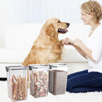3Pack Pet Food Storage Containers, Airtight Dog Food Storage Container with Locking Clips, Dog Treat Container with a Stickers & Pen for Customizing , for Pet,Bird Seeds,Dog & Cat Treats(Black)