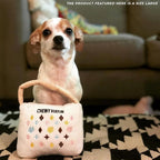 Haute Diggity Dog Chewy Vuiton Handbag Plush Squeaky Dog Toy, Soft Durable Designer-Inspired Stuffed Puppy Chew Toys for Small & Medium Dogs, Machine-Washable (White) Large