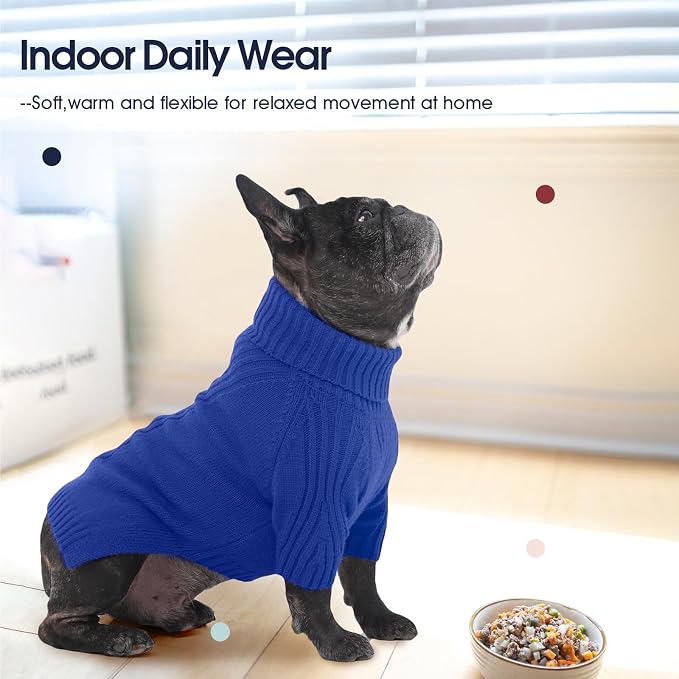 IECOii Extra Large Dog Sweater 4XL,Thermal Warm Dog Sweaters for Giant Breed Dogs,Turtleneck Knitted Knitwear for Pet Winter,Stretchy&Easy On Doggy Sweatshirt for Doberman,Great Dane(Royal Blue,XXXXL)
