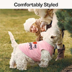 Parisian Pet I Love My Mommy Dog Shirt 100% Cotton Shirts for Large Dogs - Pink Sleeveless Girl Pet Clothes - Lightweight Pet Tshirts - Breathable Puppy Clothes - Stretchy Dog Summer Shirt
