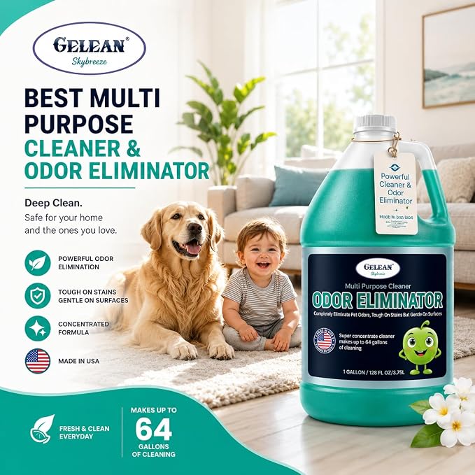 Multi Purpose Cleaner Pet Odor eliminator - pH Neutral - Strong Odor Floor Cleaner - Pet Odor Eliminator for Home - Best Scent Remover for Cat and Dog Pee All Purpose Cleaner 1 gallon (Sky Breeze)