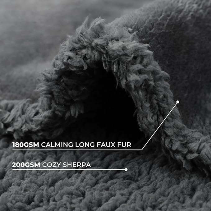 Luciphia Waterproof Bed Blanket Washable, Soft Sherpa Fleece Puppy Reversible Throw Blankets for Medium Large Dog Cat, Furniture Cover Protector Couch Bed from Liquid Pee and Pet Fur, Grey,85" x 57"