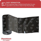 Downtown Pet Supply Poop Bags for Dogs with Dispenser, 220 Count - Leak-Proof Dog Waste Bags and Bone-Shaped Dog Poop Bags Holder for Leash - Black with Paw Prints, 12.5" x 8.5"