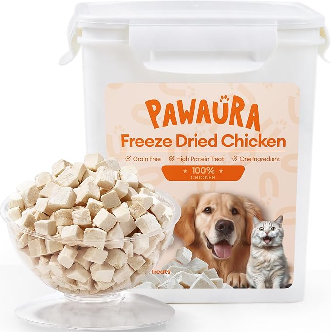 Freeze Dried Chicken Cats & Dogs Treats, 17.63 oz(1.1LB) | High Protein Single Ingredient - No Additives | Grain Free | Training & Nutrition Supplements, Sealed Box