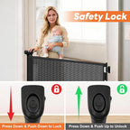 (2 Pack) Retractable Baby Gate for Stairs and Doorways, 55" Wide x 33" Tall Mesh Dog Gate for Indoor & Outdoor Use, Safety Gate for Babies and Pets, Child Gates for Hallways, Hardware Mounted, Black