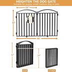 Malier Metal Freestanding Dog Gates, Outdoor Indoor Dog Fences, Extra Wide Foldable Puppy Gate for Stairs, Hallways, Yard