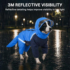 Full-Body Dog Raincoat with Detachable Hood, Waterproof Reflective Dog Rain Jacket with Tail Cover, Adjustable Fit and Leash Portal for Rainy Walks, Blue, Medium