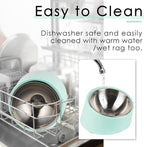 SuperDesign Mess Free 15° Slanted Bowl for Dogs and Cats, Tilted Angle Bulldog Bowl Dog Feeder, Non-Skid & Non-Spill, Easier to Reach Food S/0.5 Cup Teal