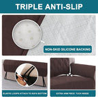 Turquoize 100% Waterproof Sofa Covers Couch Cover for 3 Cushion Couch Triple Non-Slip Sofa Slipcover Washable Furniture Protector for Pets, Kids, Dog (XL Sofa 78", Chocolate)