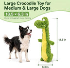 Squeaky Dog Plush Chew Toy, Interactive Tug Squeaky Toy for Chewers, Medium & Large Dogs & Fetch Play, 18.5 In Stuffed Long-Neck Crocodile Toy with Soft Plush Body for Gentle Gum Care & Boredom Relief
