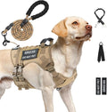 No Pull Tactical Dog Harness for Large Dogs, Service Dog Vest, L,Brown | Tactical Dog Vest Harness and Leash Set, Adjustable Military Service Dog Harness with Handle for Medium Large Dogs