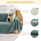 Deep Dream Cat-Scratch Resistant Couch Cover, Waterproof Sofa Cover for 3 Cushion Couch Washable, Pet Friendly Couch Protectors Anti Slip Thickened Love Seat Slipcovers for Dogs Pets,71" x 118",Green
