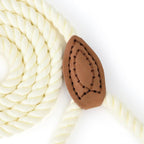 Mile High Life Dog Leash Braided Cotton Rope with Leather-Reinforced Ends | Rust-proof 360° swivel clasp, Heavy-duty for medium/large breeds. Great for weddings, daily walks (5 FT, 1/2", White)