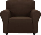 ZNSAYOTX Super Stretch Chair Slipcover Universal Sofa Chair Covers for Living Room Dogs Pet Furniture Protector Spandex Armchair Slipcovers with Anti Slip Foam Sticks (Coffee, Chair)