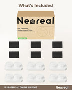 Neareal Official 6-Pack Replacement Filters for 74oz/2.2L Pet Fountain | Replacement Set Includes 6 Filters and 6 Pre-Filter Sponges, Replace Every 1–2 Weeks