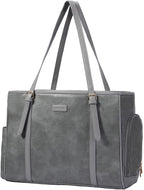 Lasaviin Fashion Dog Purse Pet Carrier Leather Bag for Small Dogs Cats Puppy, Portable Tote Bag Airline Approved Soft-Sided Carriers (Grey)
