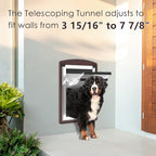 Extra Large Dog Door for Wall,Steel Frame,Up to 200lbs | 2 Magnetic Flaps, 2 Lock Panels,Telescoping Tunnel, Door for Interior and Exterior Wall, X-Large, Coffee Color