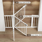 Mumeasy 29.7-51" Extra Wide Baby & Dog Safety Gate for Stairs & Doorways | Pressure/Hardware Mount Child & Pet Gate, Auto Close Easy Access Walk Thru Door for House, Hallway, Indoor & Outdoor, White