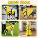 Dog Raincoat: Dog Rain Jacket with Reflective Harness & Removable Hood | Waterproof Dogs Rain Coat Poncho for Large Medium Small Dogs Puppies (Yellow - XXL)