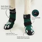 PUPTECK Anti-Slip Dog Socks with Double Sides Grips for Small Medium Large Dogs Hardwood Floors Prevents Licking, Dog Shoes for Hot Pavement Traction Control for Senior Dogs, Dark Green, S
