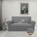 Easy-Going 100% Waterproof Loveseat Couch Cover Stretch Jacquard Sofa Cover | Dual Waterproof Sofa Slipcover, Leakproof Furniture Protector for Kids, Pets, Dog and Cat (Loveseat, Grey)