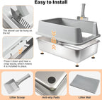 Stainless Steel Cat Litter Box with Lid,XL Metal Litter Box Stainless Steel | Mat & Scoop, Odor-Free/Anti-Leakage & Non-Stick/Easy Clean, High-Sided Litter Box for Multiple Big Cats(XL/Grey)