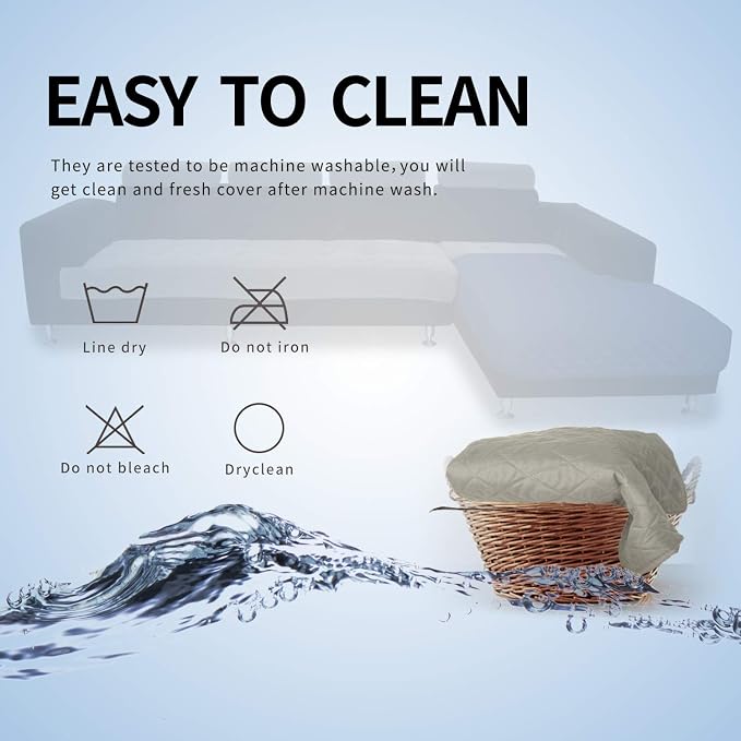 Easy-Going Sectional Couch Covers for Dogs L Shape Sofa Cover Reversible Sofa Slipcover Chaise Lounge Cover Furniture Protector Cover for Pets Dog Cat (42 x 52 inches, Beige/Beige) | Soft Sofa Slipcover For Dogs, Fits Left/Right Chaise Lounge Protector...