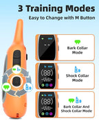 2-in-1 Dog Shock Collar and Bark Collar for Dogs – 3300FT Dog Training Collar with Remote, IP67 Waterproof e Collar with Anti-Bark/Beep/Vibration/Shock Modes for Small Medium Large Dog(8-120Lbs)