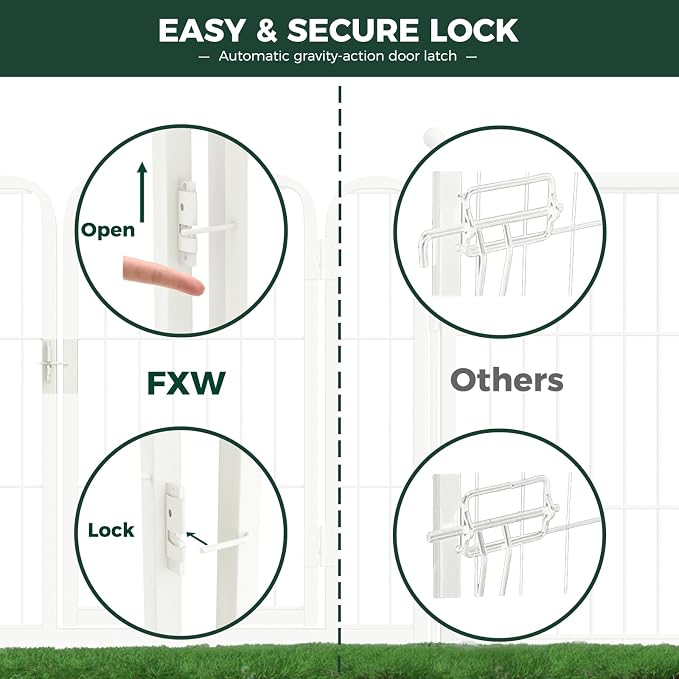 FXW Rollick Dog Playpen, Indoor, Yard & RV Camping, 24" H, 8 Panels | Easy setup, Heavy-duty, DIY layouts, Walk-through gate, for Puppies & Small Dogs, Patented