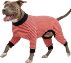 LovinPet Pink Red Purple Stripe Large Dog Shirt, Cotton, Breathable, Full Body Coverage, for Pitbull Lab Mix Other Large Breeds
