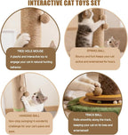 44" Tall Palm Tree Cat Scratching Post with Sisal Rope,Dangling Balls,Natural Healthy Catnip Balls,Cat Toy Mouse Hole,Interactive Wooden Ball & Cats Wand for Indoor Cats Adults and Kitten